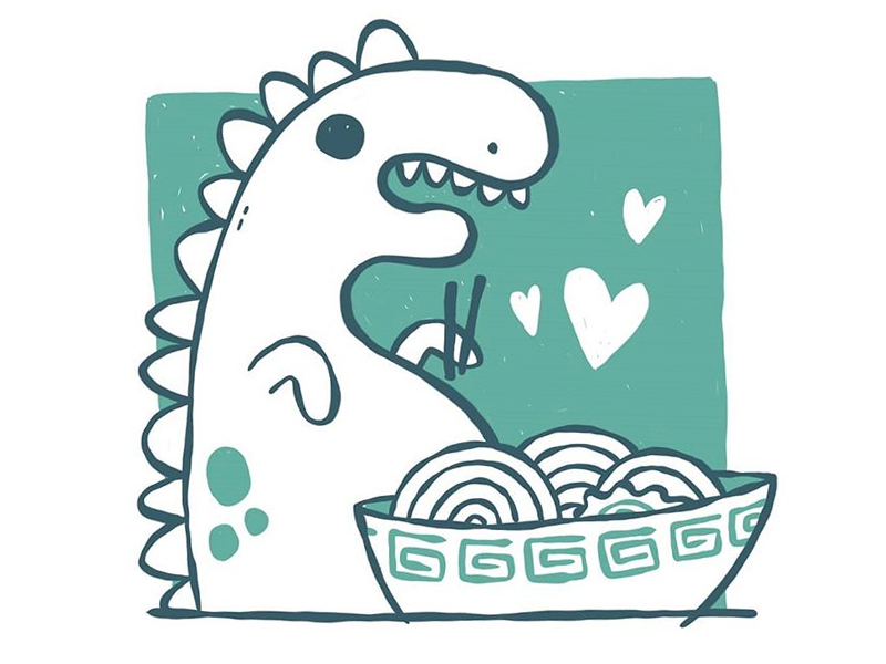 Ramen-a-saurs Rex by Jetpacks and Rollerskates on Dribbble