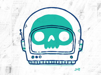 Astronaut Skull blake stevenson cartoon character design hipster illustration jetpacks and rollerskates jetpacksandrollerskates outer space skeleton skull space