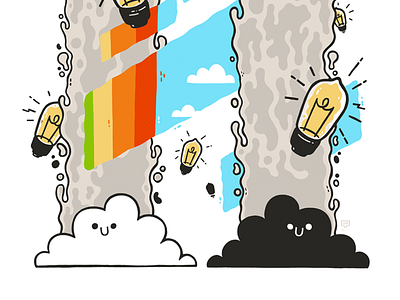 Rainbows, Light Bulbs and Sludge blake stevenson cartoon cloud hipster illustration jetpacks and rollerskates jetpacksandrollerskates lightbulb rainbow slime weird