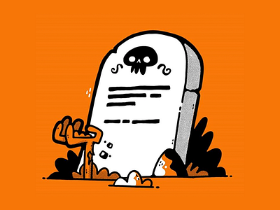Grave character design dead ghost grave halloween hipster inktober jetpacks and rollerskates rock skull zombie