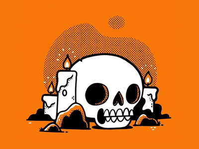 Skull abd Candles blake stevenson candle character design cute evil fire halloween hipster inktober inktober 2018 jetpacks and rollerskates seance skeleton skull