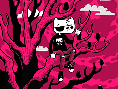 Emo Kitty Refined blake stevenson cartoon cat character design cute emo hipster jetpacks and rollerskates kitten retro skull