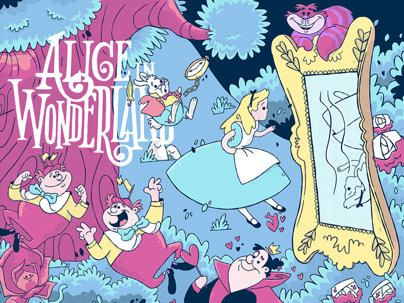 Alice in Wonderland (Licensed Disney Print) animation disney pixar alice in wonderland disney art retro cartoon character design jetpacks and rollerskates illustration