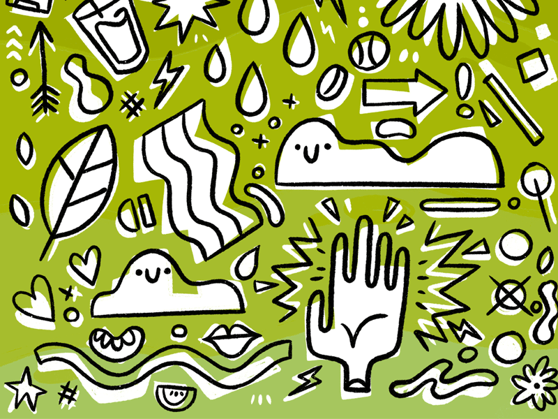 Fun and Simple Wobble Illustration 80s animation arrow blake stevenson cartoon cloud cute hand drawn heart hipster icons illustration jetpacks and rollerskates leaf pattern retro