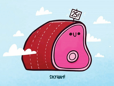 Sky Ham! 80s blake stevenson cartoon character design cute design food ham hipster illustration jetpacks and rollerskates random retro sky surreal ui weird