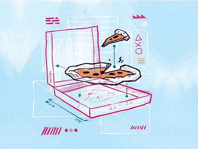 Loose Floaty Pizza 80s 90s blake stevenson cyber punk diagram food hipster illustration interface jetpacks and rollerskates nom pizza retro scribble sketch ui ui ux user
