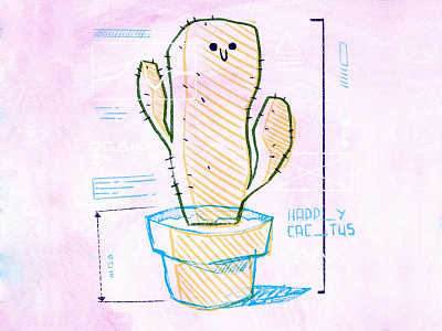 Cute cactus blake stevenson cactus cartoon character design cute happy hipster illustration interface jetpacks and rollerskates sketch smile ui ux