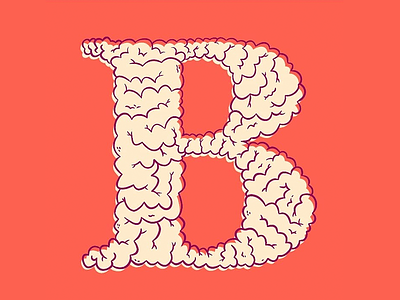 B if for BRAINS!!! b blake stevenson brain cartoon illustration jetpacks and rollerskates letter lettering retro type type art typography weird
