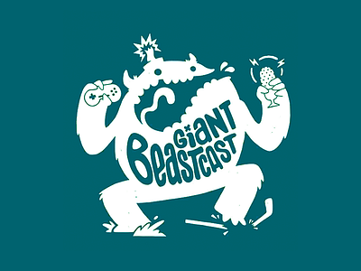 Giant Beastcast! blake stevenson bomb cartoon character design hipster illustration jetpacks and rollerskates monster new york podcast retro skull typography video games