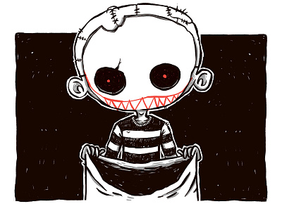 Trick or Treat: Creepy Ass Kid. 80s blackandwhite blake stevenson character design creepy cute dead evil halloween hipster horror illustration inktober jetpacks and rollerskates retro scary skull