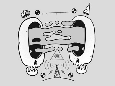 Skulls, Occult and Test Patterns abstract black and white blake stevenson character design creepy gloop hat hipster illustration jetpacks and rollerskates logo occult radar retro skull slime surreal test pattern weird