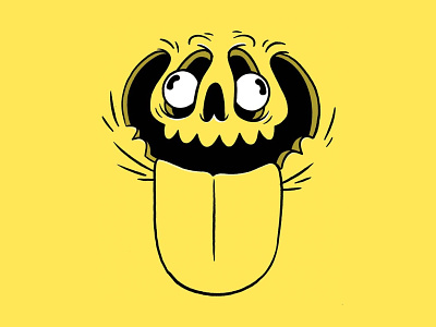 Wacky Distorted Face. blake stevenson cartoon character design cute eyes face hipster illustration inktober jetpacks and rollerskates mouth pumpkin retro skull tongue wierd