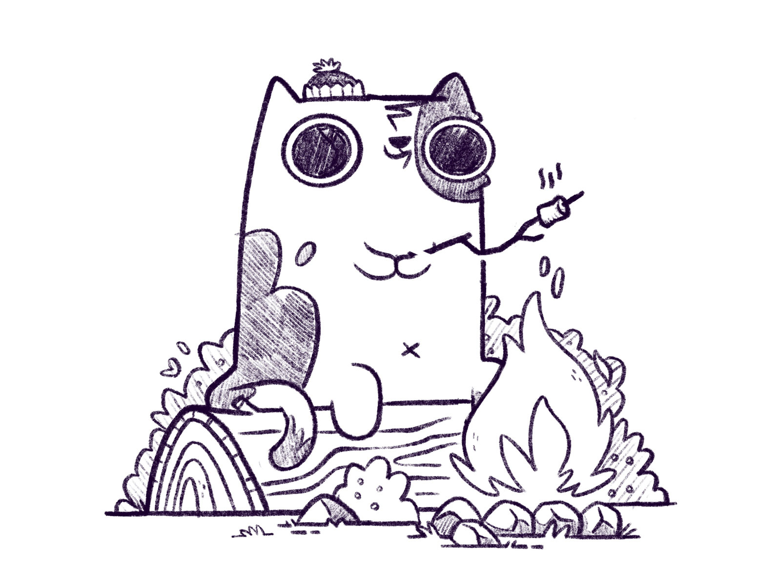 Camping Cat Sketch Wip By Jetpacks And Rollerskates On Dribbble