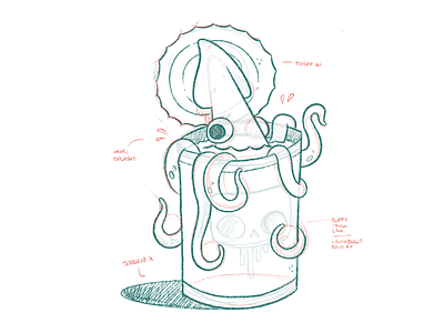 Squid in a Can blake stevenson can cartoon character design cute eyes hipster illustration jetpacks and rollerskates octopus retro squid tentacle wierd
