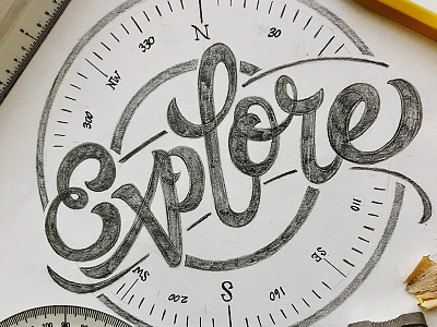 Explore! lettering