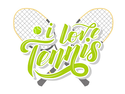 Lettering composition "I love tennis" design illustration letter lettering letters logo logotype tennis tennis rocket type typography vector