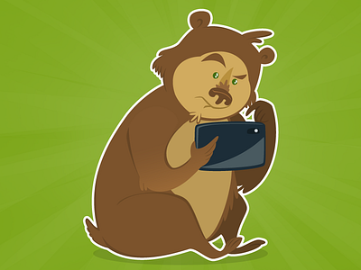 The bear with its tablet bear mobile tablet