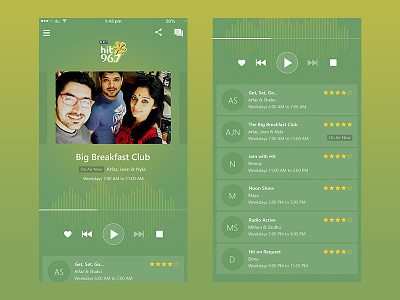 Concept Redesign of Hit96.7FM app dubai ios radio redesign