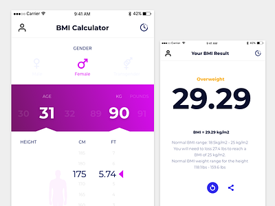 BMI Calculator age bmi calculator fitness gender health height simple ui ux weight