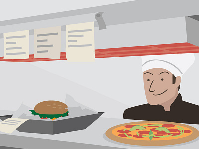 Order Up burger chef cook food illustration kitchen person pizza restaurant