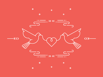 LuvBrds birds dove heart line love valentine