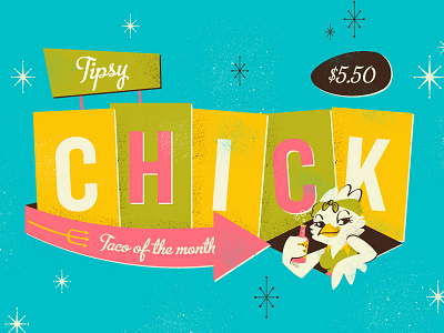 Tipsy Chick chick chicken retro taco tipsy vintage