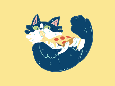 Pizza Cat bread carbs cat cheese drip food illustration kitten kitty pepperoni pizza