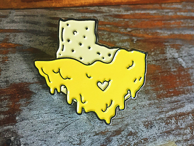 Deep in the Heart of Queso austin cheese chip enamel pin lapel pin melt pin queso texas tortilla