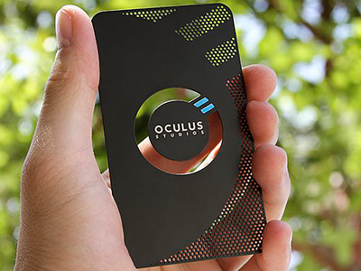 Oculus Studios Black Stainless Business Card anodized branding business card chloride etched stainless steel