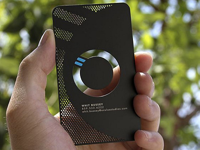 Oculus Studios Black Stainless Business Card Back anodized branding business card stainless steel