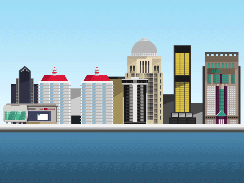 Louisville, Kentucky Skyline 2d after effects animation building city gif kentucky skyline structure