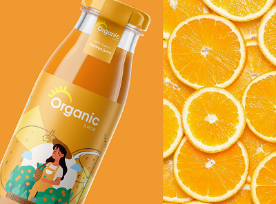 Organic Juice Packaking Design creative illustration juice juicelabel logo orange