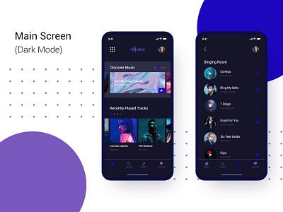 Music Application Dark Mode app app design application creative design logo music musicapp typography ui ux