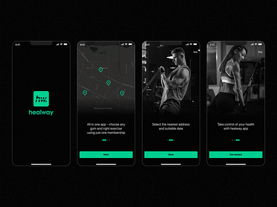 Healway sport mobile app onboarding app application creative design logo mobileapp typography ui ux uxui