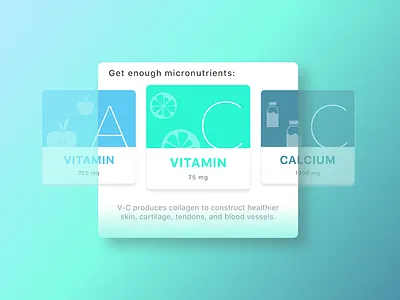 Micronurient Card calcium card nutrition app ui ux vitamin a vitamin c