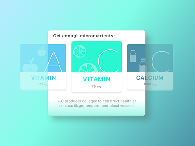 Micronurient Card calcium card nutrition app ui ux vitamin a vitamin c