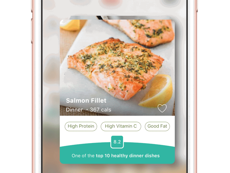 Tinder For Recipe animation card design food framer ios mobile prototype ui ux