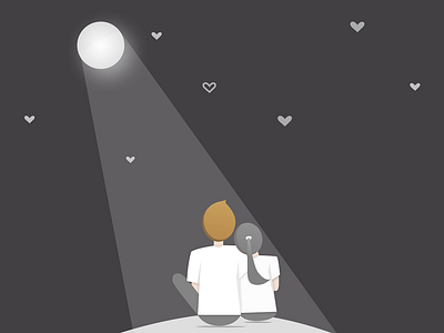 Super Moon Illustration art couple illustration love night sky stars supermoon