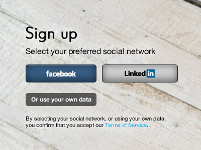 Facebook, LinkedIn signup