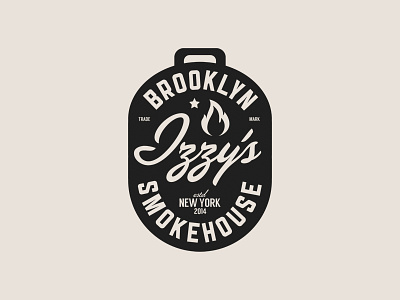 Izzy's Brooklyn Smokehouse barbecue bbq brand fire flame grill lettering logo restaurant smoke smokehouse type