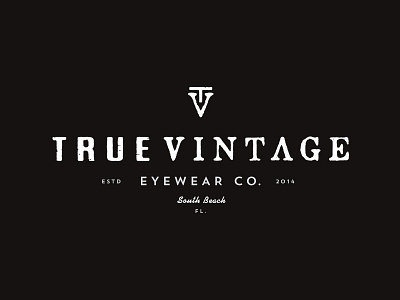 True Vintage brand branding dark eyewear glasses logo miami retro true type vintage