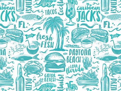 CJ Pattern beach burger caribbean florida food icons menu pattern restaurant type