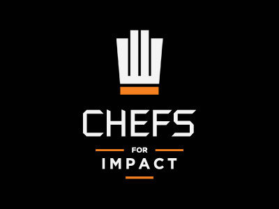 Chefs for Impact chef cook food fork baker hat logo type stack charity hand