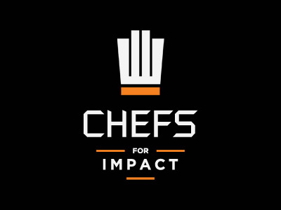 Chefs for Impact baker charity chef cook food fork hand hat logo stack type