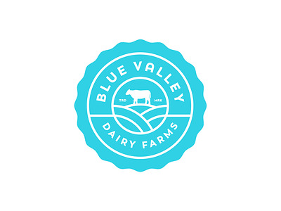 Blue Valley Dairy Farms blue cow dairy farms logo mark milk. farm valley