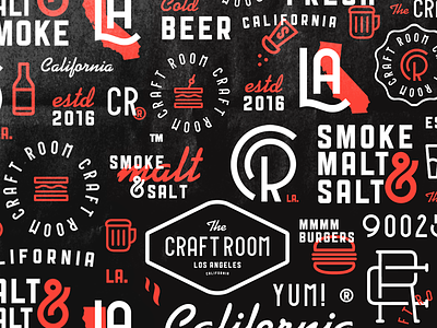 Craft Room v2 beer burger california craft design food la logo pattern smoke