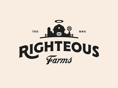 Righteous Farms barn farm food halo identity lettering logo type