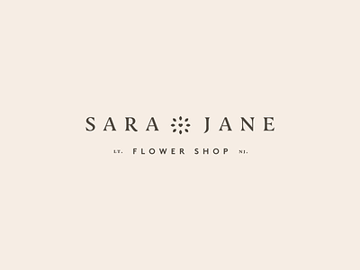 Sara Jane Flower Shop brand branding flower heart logo love mark type