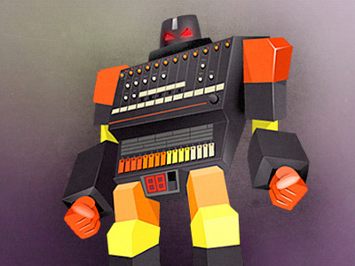 TR-808 audio drum machine fireworks illustration mashup music robot vector