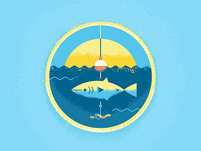 Catch your first fish badge bass catch fish fishing patch pole sun water